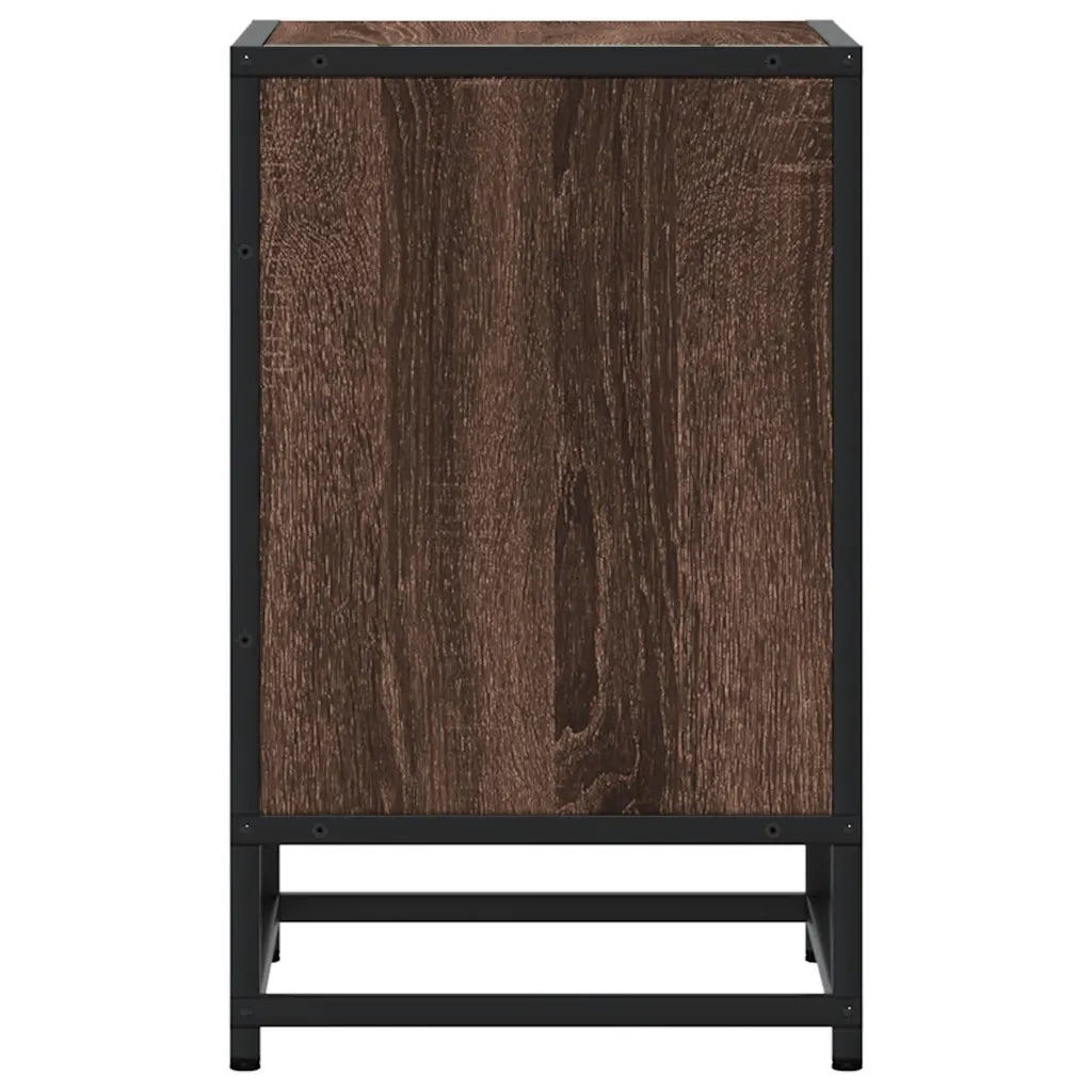 Comodini Rovere Marrone 2 pz Legno Multistrato Metallo 848708