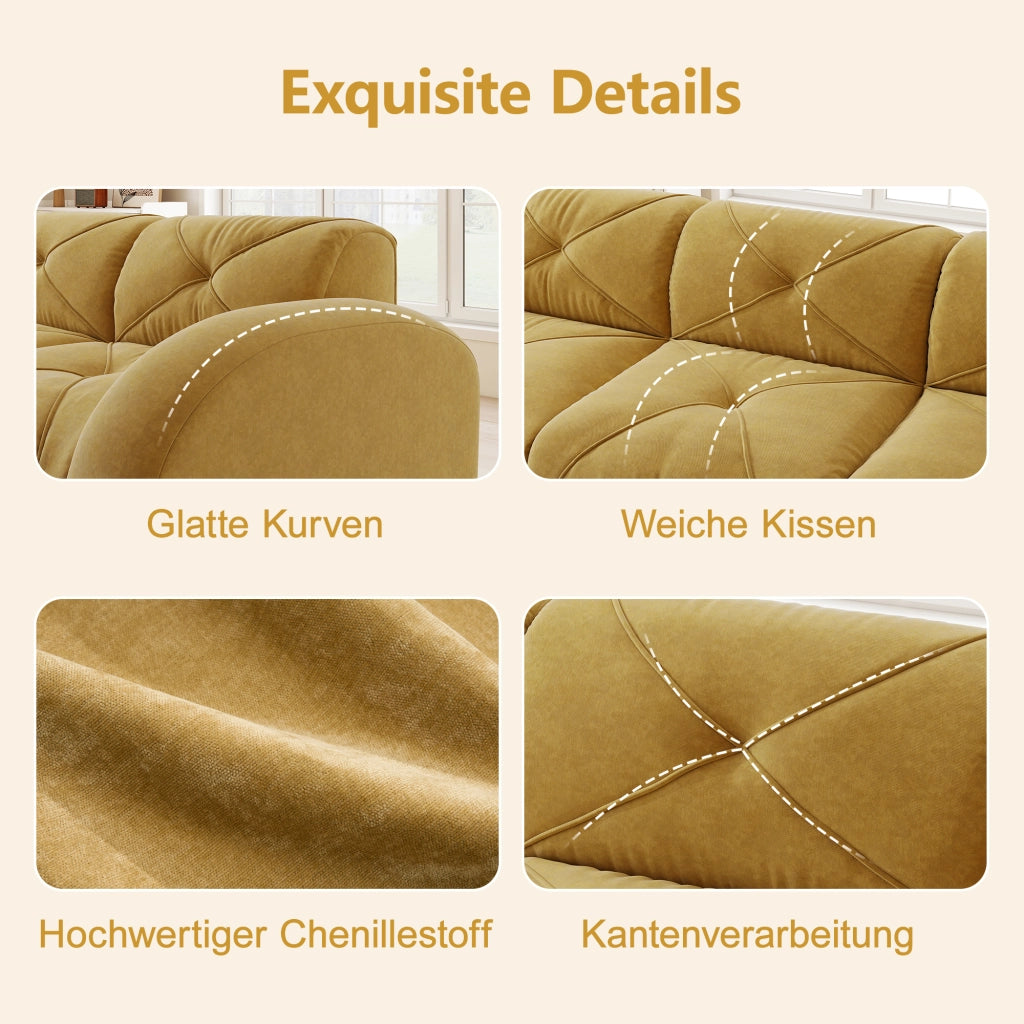 Sof¨¤ modulare senza cornice - Zephmum- 4 posti extra grande tessuto Chenille antiscivolo