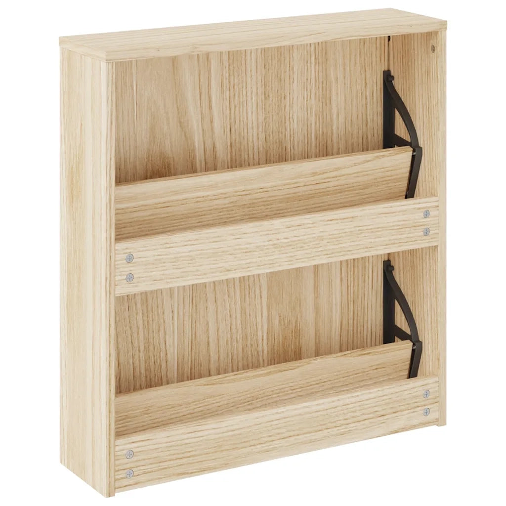 Scarpiera | Mobile per scarpe con 2 Ripiani e Specchio Colore Rovere 63x17x67 cm