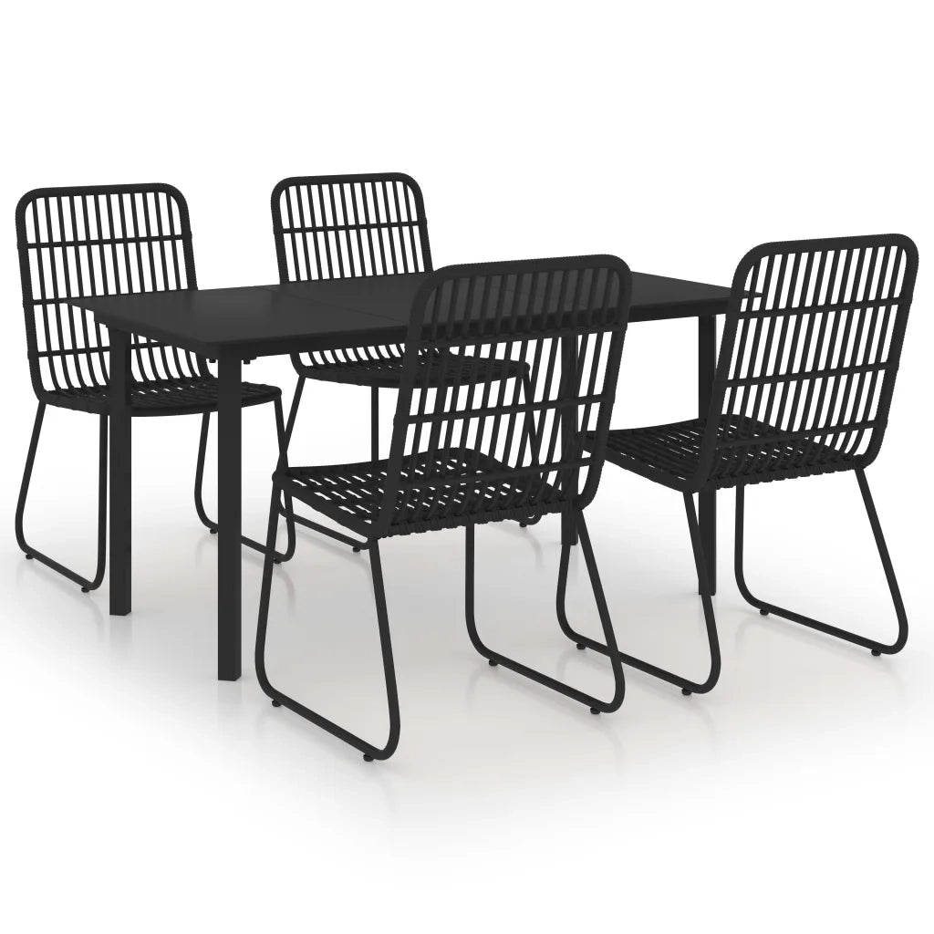Set da Pranzo da Giardino 5 pz in Polyrattan e Vetro