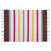 Tappeto strisce multicolore cotone 140 x 200 cm rettangolare tessuto a mano