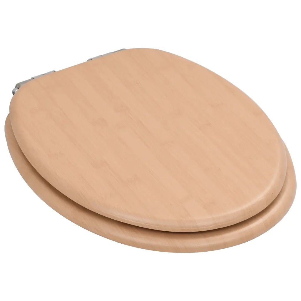 Tavoletta WC Coperchio Chiusura Morbida MDF Design a Bambù 143926
