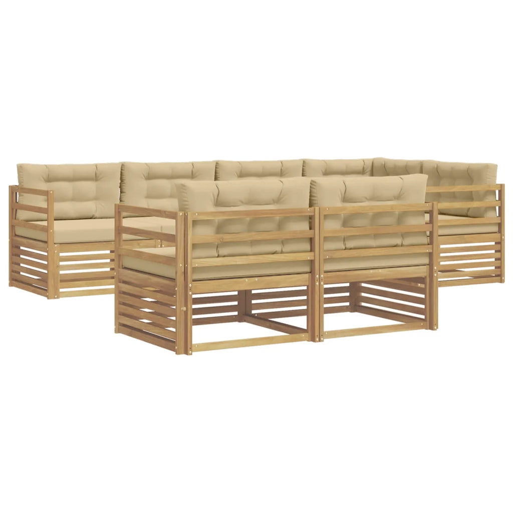 Set di divani da esterno 7 pz Bianco e Beige Poliestere 3390628