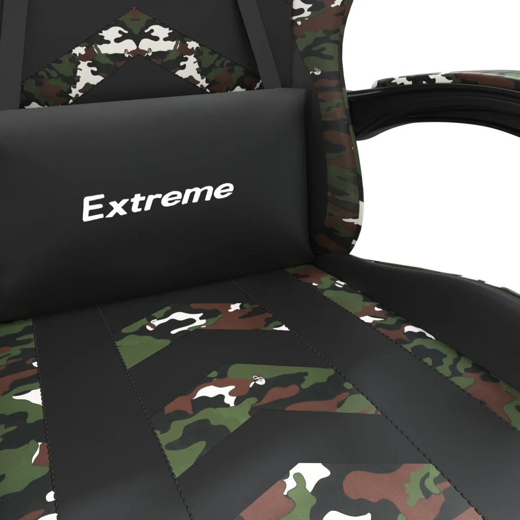 Sedia da Gaming Girevole Nero e Mimetico in Similpelle 349602