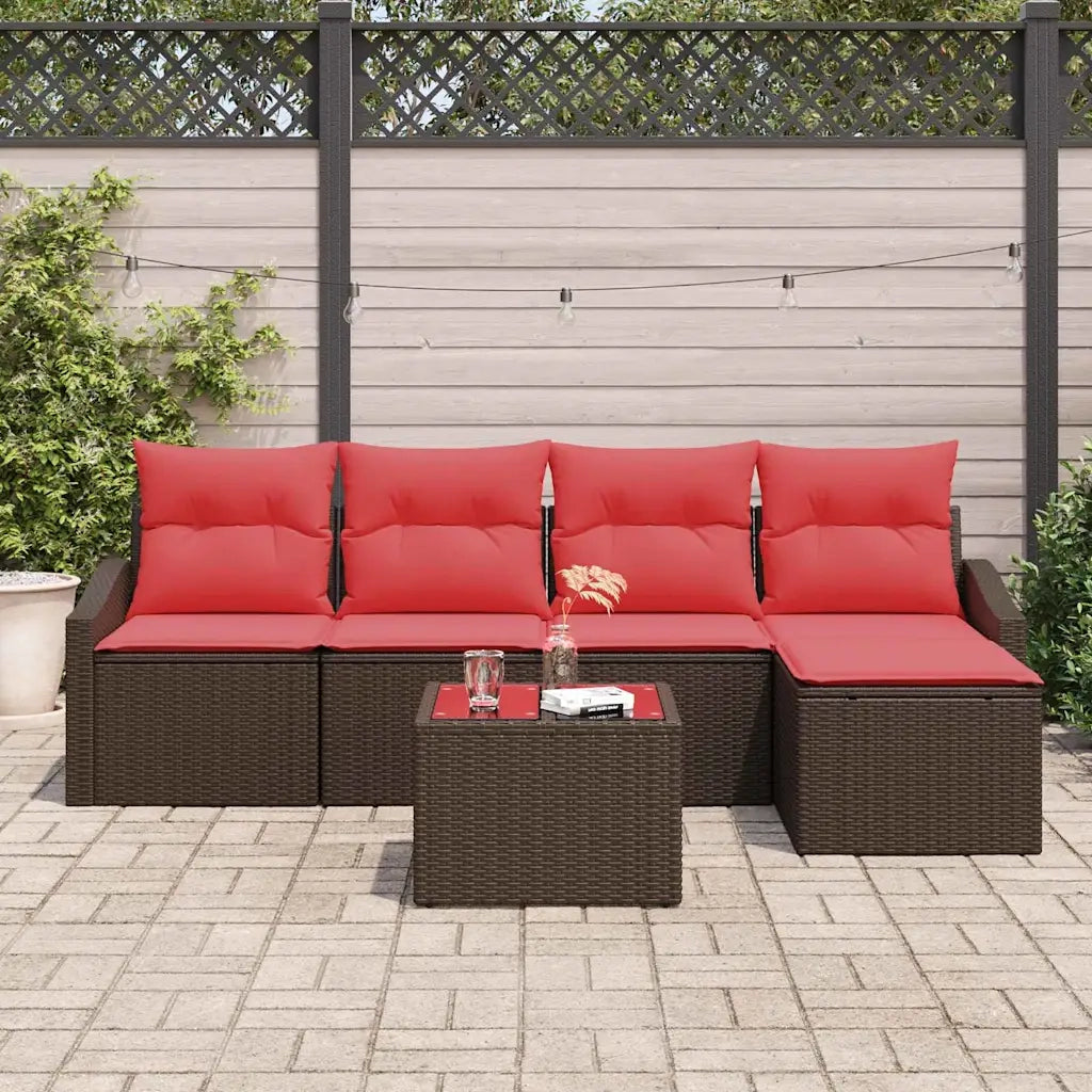 Set di divani 6 pz Marrone polyrattan 3346694
