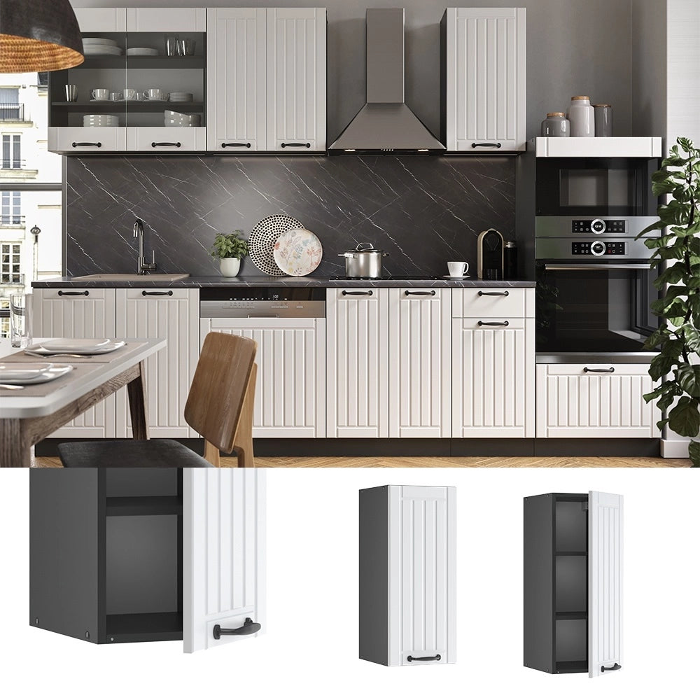 Pensile da cucina Fame-Line Bianco rustico/Antracite 30 cm Vicco
