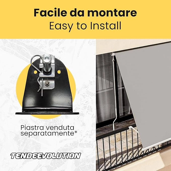 Perno Fisso Per Tenda Da sole - Piastra in Acciaio Zincato Per Tende Da Sole