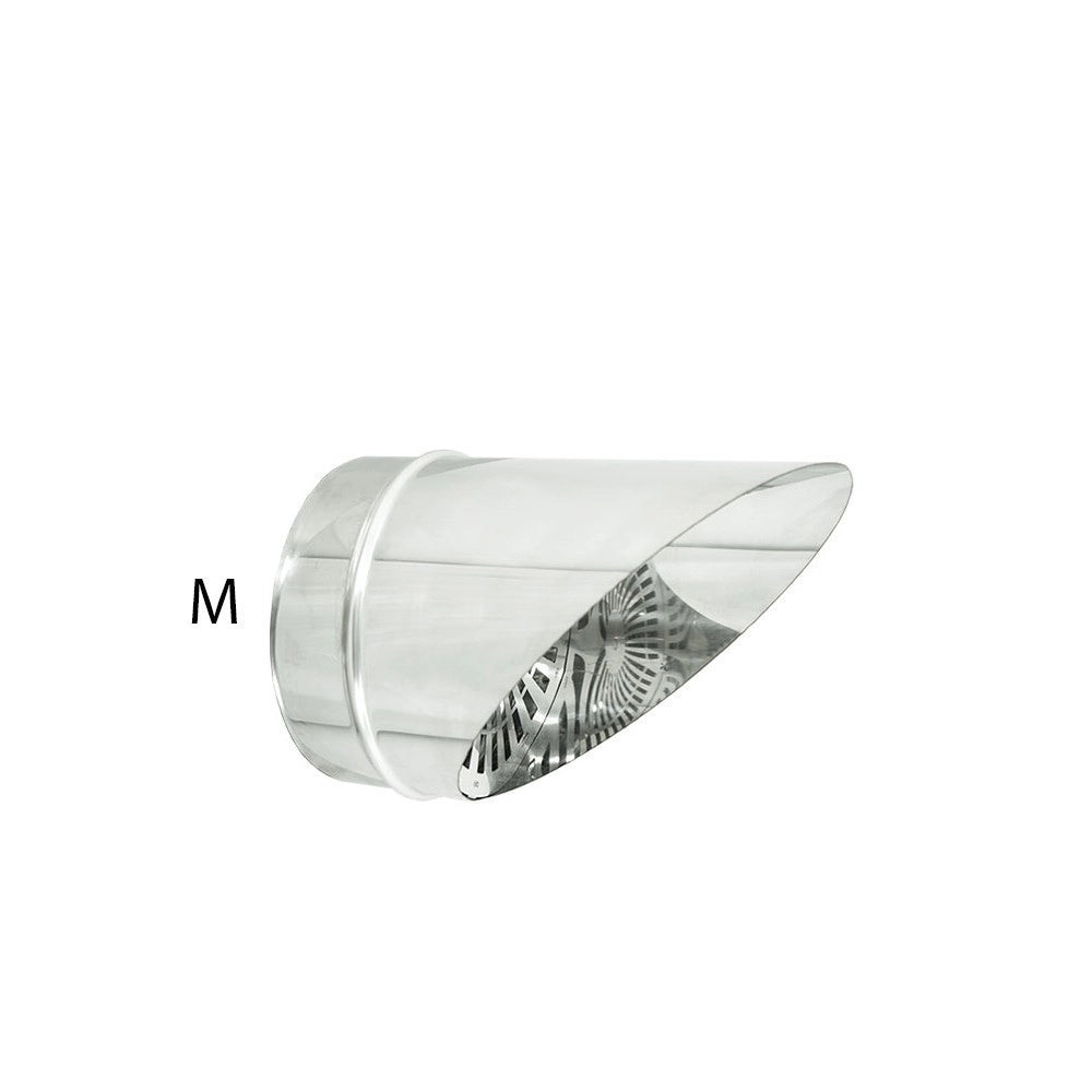 Fumaiolo da 120mm tipo a becco inox aisi 304 base tonda innesto m maschio