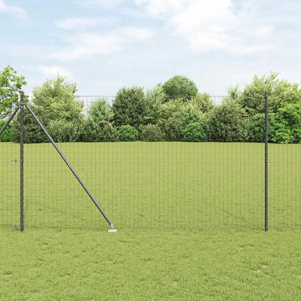 Recinzione da Giardino | Recinzione con Posto Grigio 1,6 x 10 m Acciaio e PVC