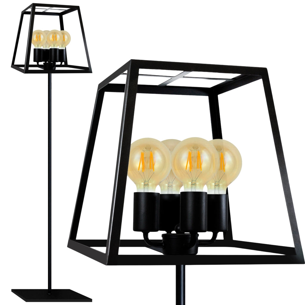 Lampada da terra FINLAND nera 4xE27 in alluminio Polux