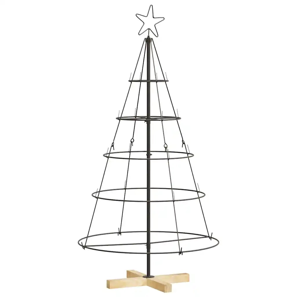 Albero a Cono di Natale con supporto Nero 126 cm Acciaio 42019159