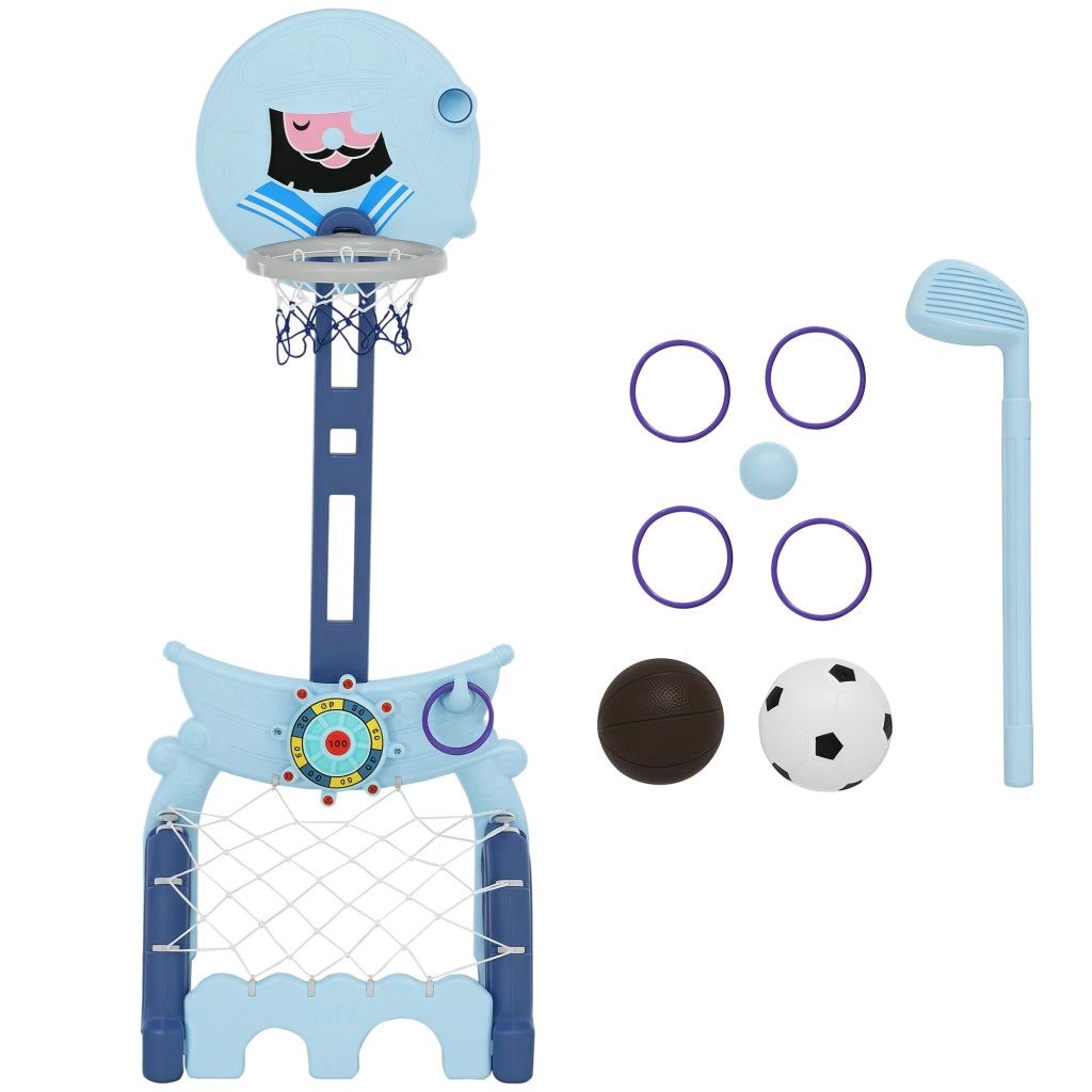 Cestino da Basket con Supporto e Altalena ¨C Minimal ¨C 58x56x154 cm Blu