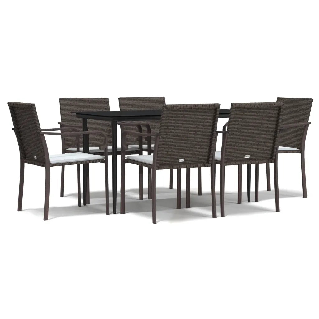 Set Pranzo da Giardino 7 pz con Cuscini in Polyrattan e Acciaio 3186942
