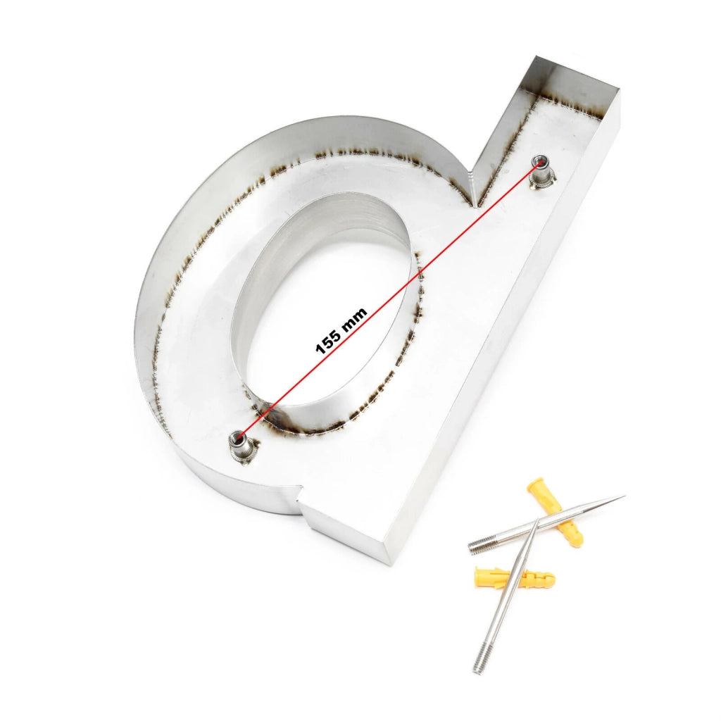 Targa numero civico "b" acciaio sottile 20 cm Arial 3D hardware di montaggio 16_0001435