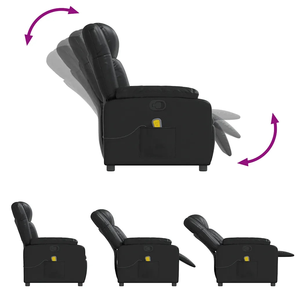 Poltrona Massaggiante | Sedia Relax Reclinabile Nera in Similpelle