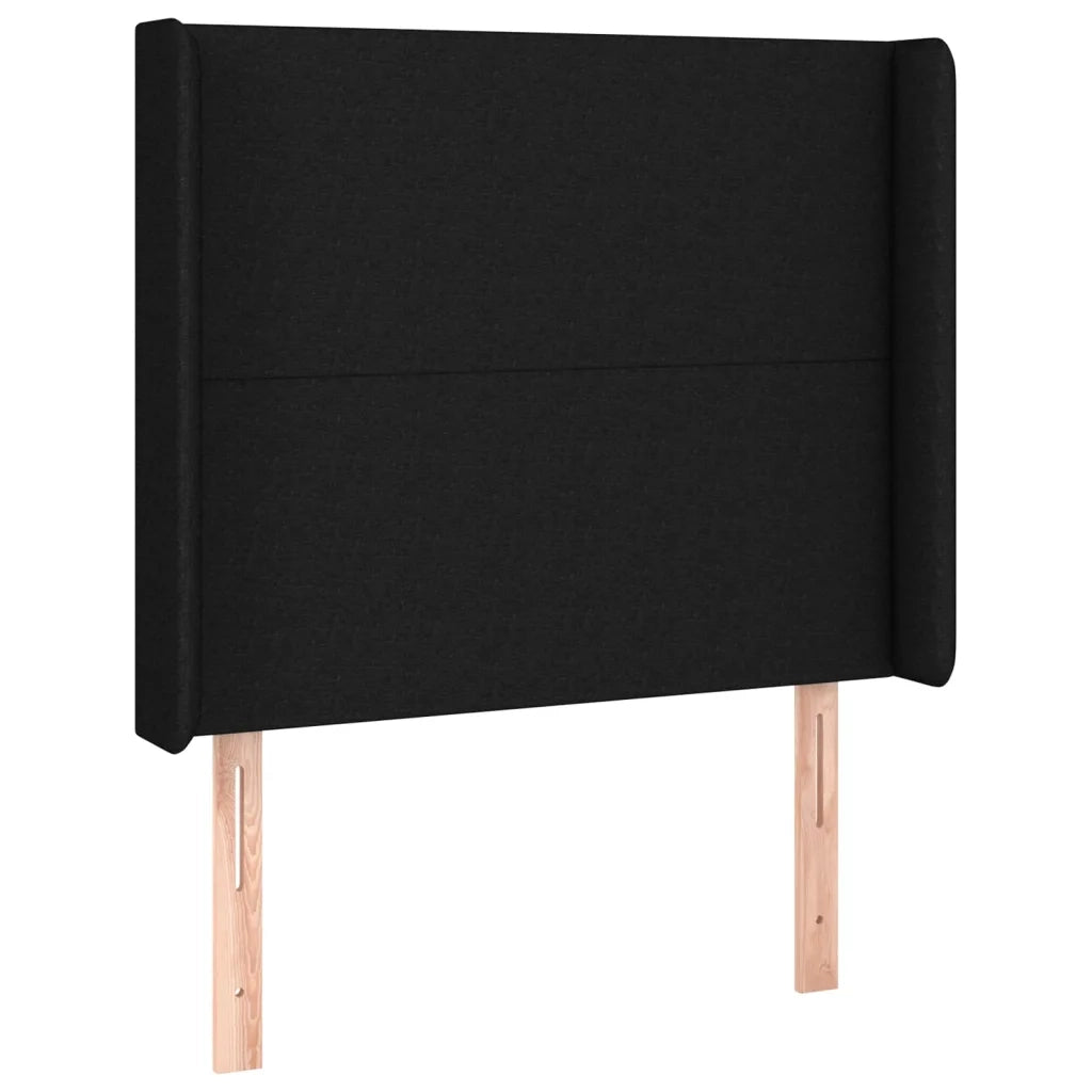 Testiera ad Orecchio-Testata con Orecchie Nera 103x16x118/128 cm in Tessuto 183148