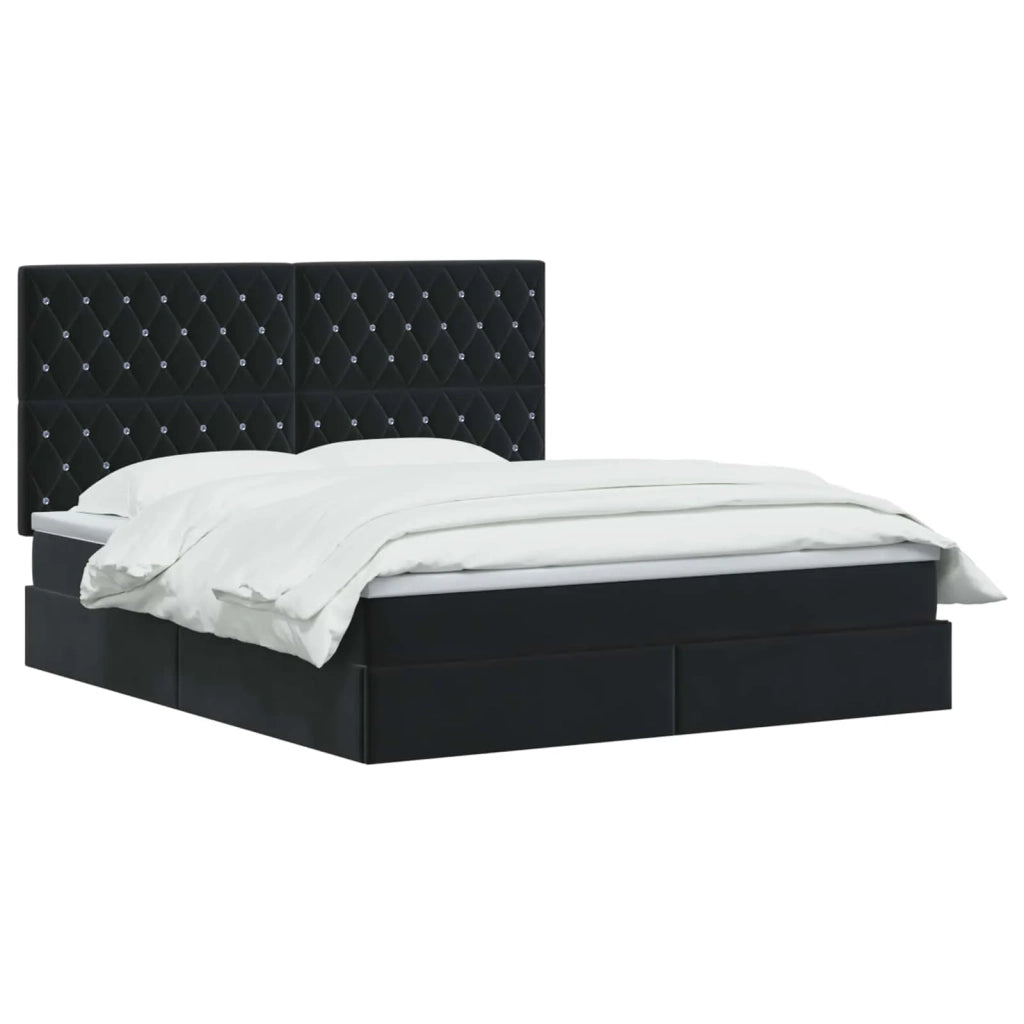 Letto con contenitore e materasso Nero 180 x 200 cm Velluto 3459647