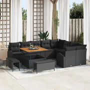 Set Divano da Giardino con cuscino 12 pcs Nero polyrattan 3362424