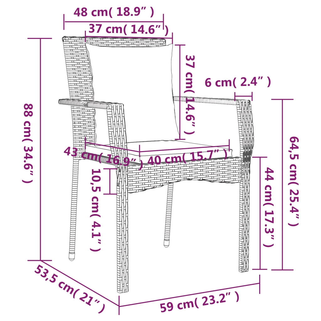 Set da Pranzo da Giardino 5 pz Nero con Cuscini in Polyrattan 3185097