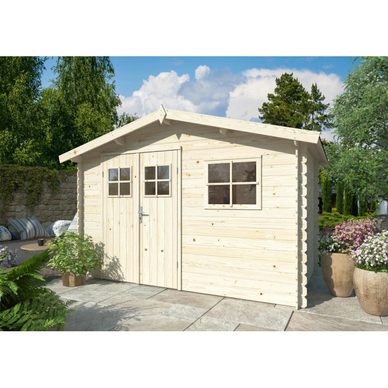 Casetta in legno da giardino Latina 320x205 cm blockhouse spessore 19 mm con porta doppia e finestra