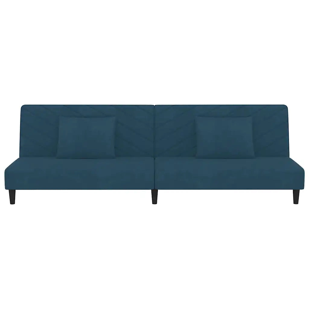 Divano Letto a 2 Posti con 2 Cuscini-Sofa Letto 2 Posti-Daybed Blu in Velluto 285618