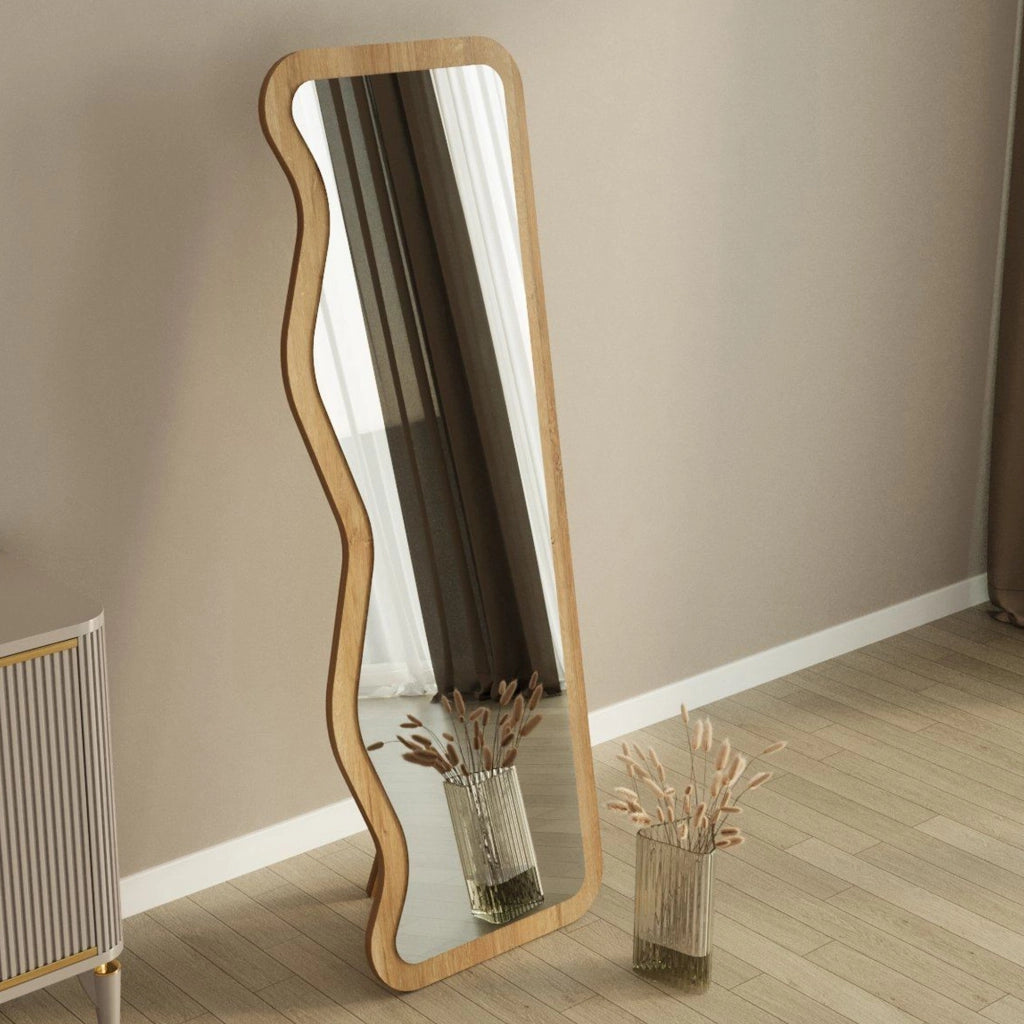 Bissonen\, Specchio Forma Rettangolare, 50x160h cm Marrone Rovere