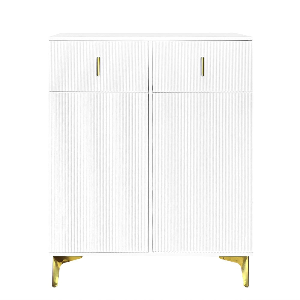 Sideboard Scarpiera con Cassetti e Ripiani Regolabili ¨C MINIMAL ¨C Bianco/Oro