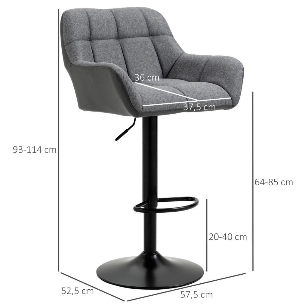 Sgabelli da Bar Set 2 Pezzi Retr¨° Altezza Regolabile Similpelle Grigio e Nero ¨C zephmum