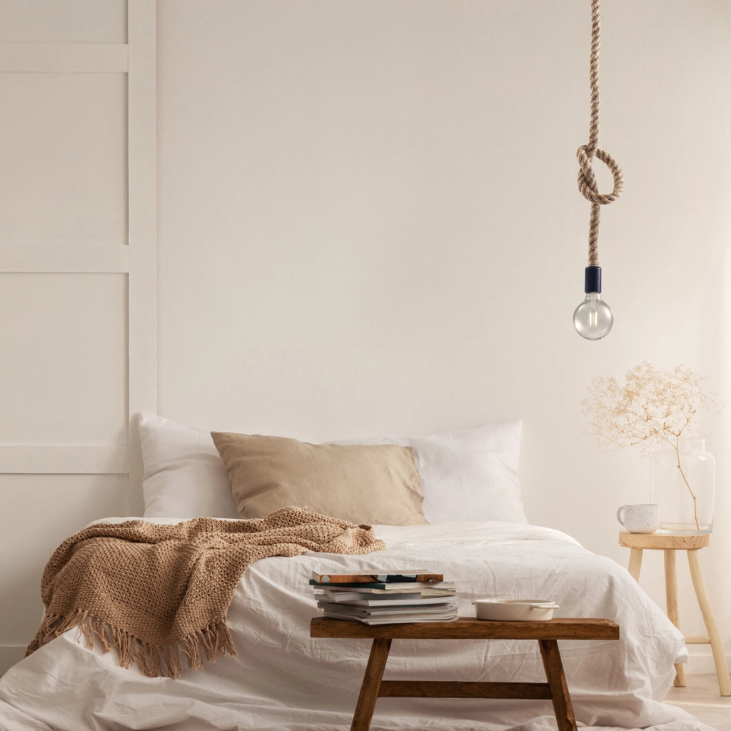 Lampada a sospensione Rope E27 corda marrone 150cm Polux