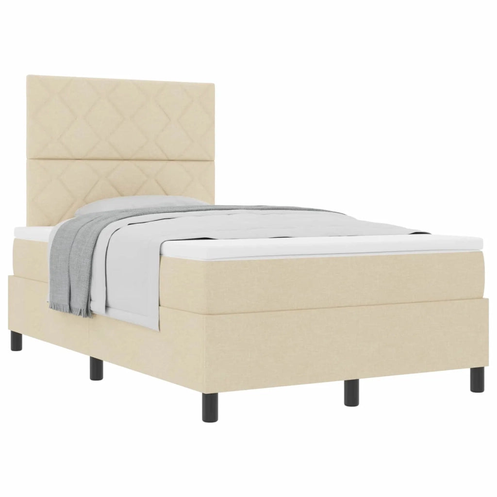 Letto a molle con materasso Crema 120 x 200 cm Tessuto 3339460