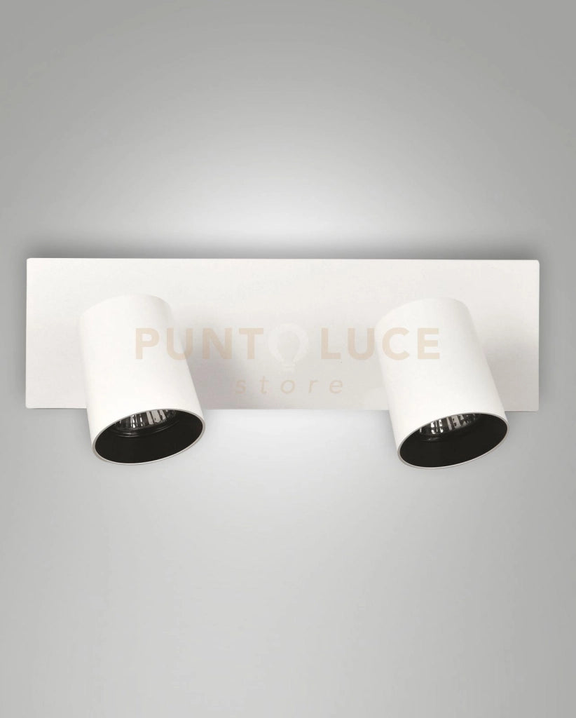 MODO  SPOT BIANCO 2 LUCI ALLUMINIO SPAZZOLATO ORIENTABILE  ATTACCO GU10 IP20