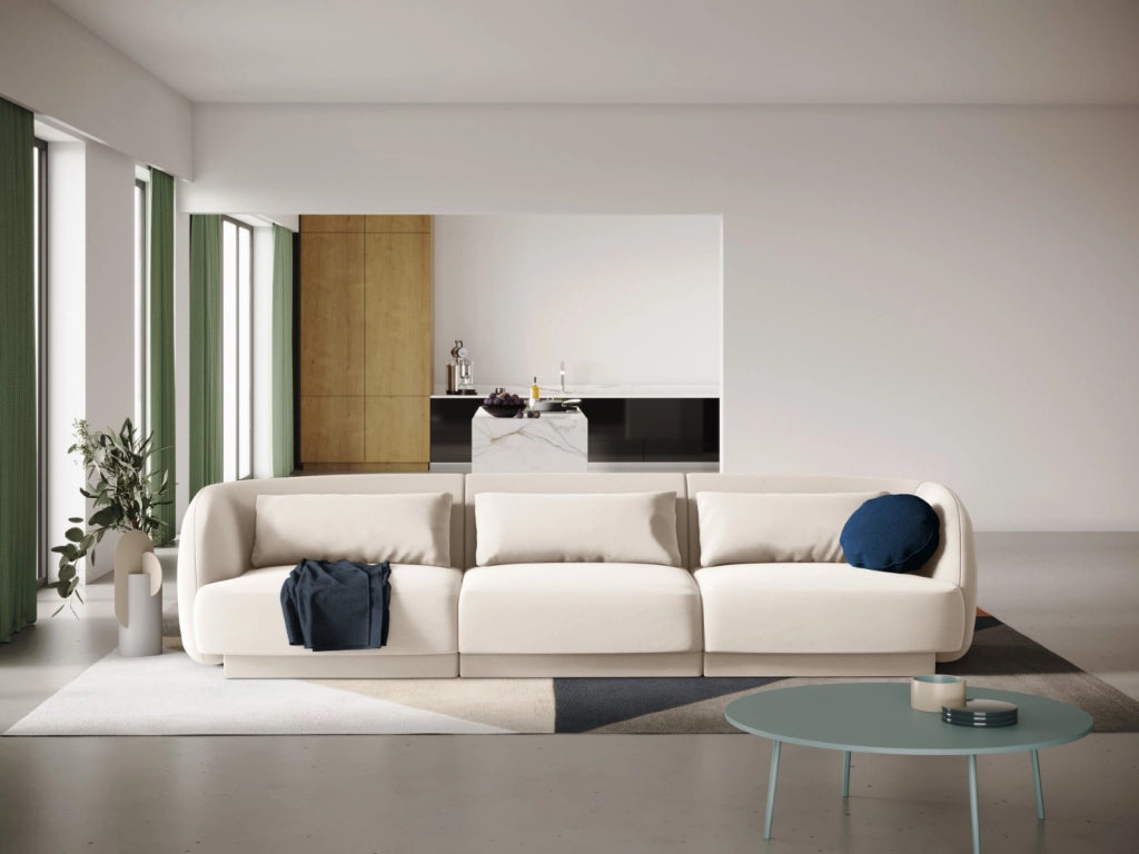 Cosmopolitan Design - Divano "Tulum" 3 posti in velluto beige chiaro 