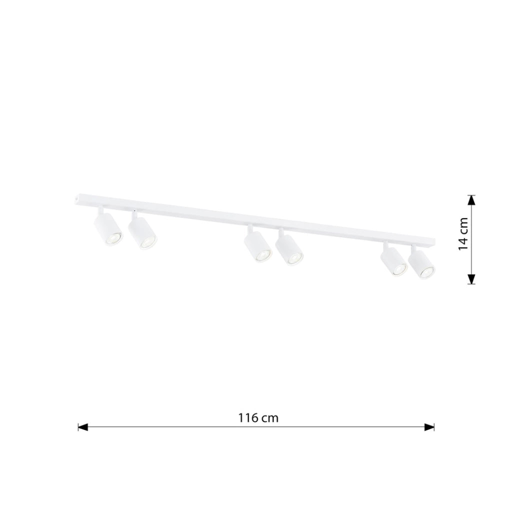 Plafoniera bianca minimal FLASH 6xGU10 8W 116cm Emibig