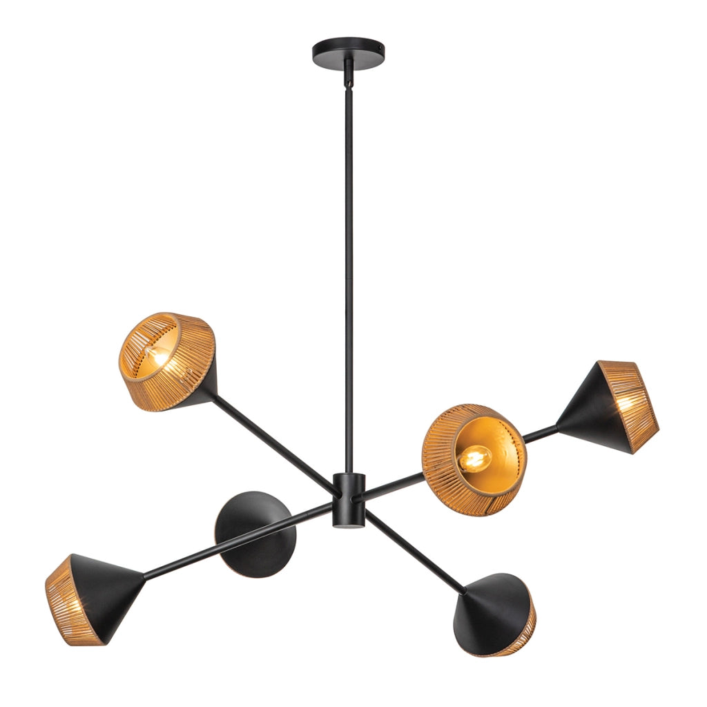Lampadario industriale nero-oro 6xE14 Daphne Alora Mood