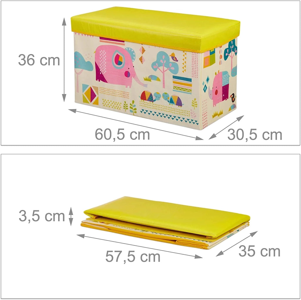 Pouf contenitore per bambini/contenitore per giocattoli/pouf/vaso contenitore/scatola contenitore (giallo) 13_0002763_2