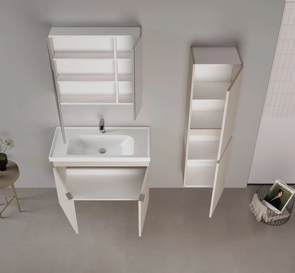 Set mobile lavabo con specchio (2 pezzi) "Desna 90" - 90 x 45 x 58 cm - Sabbia