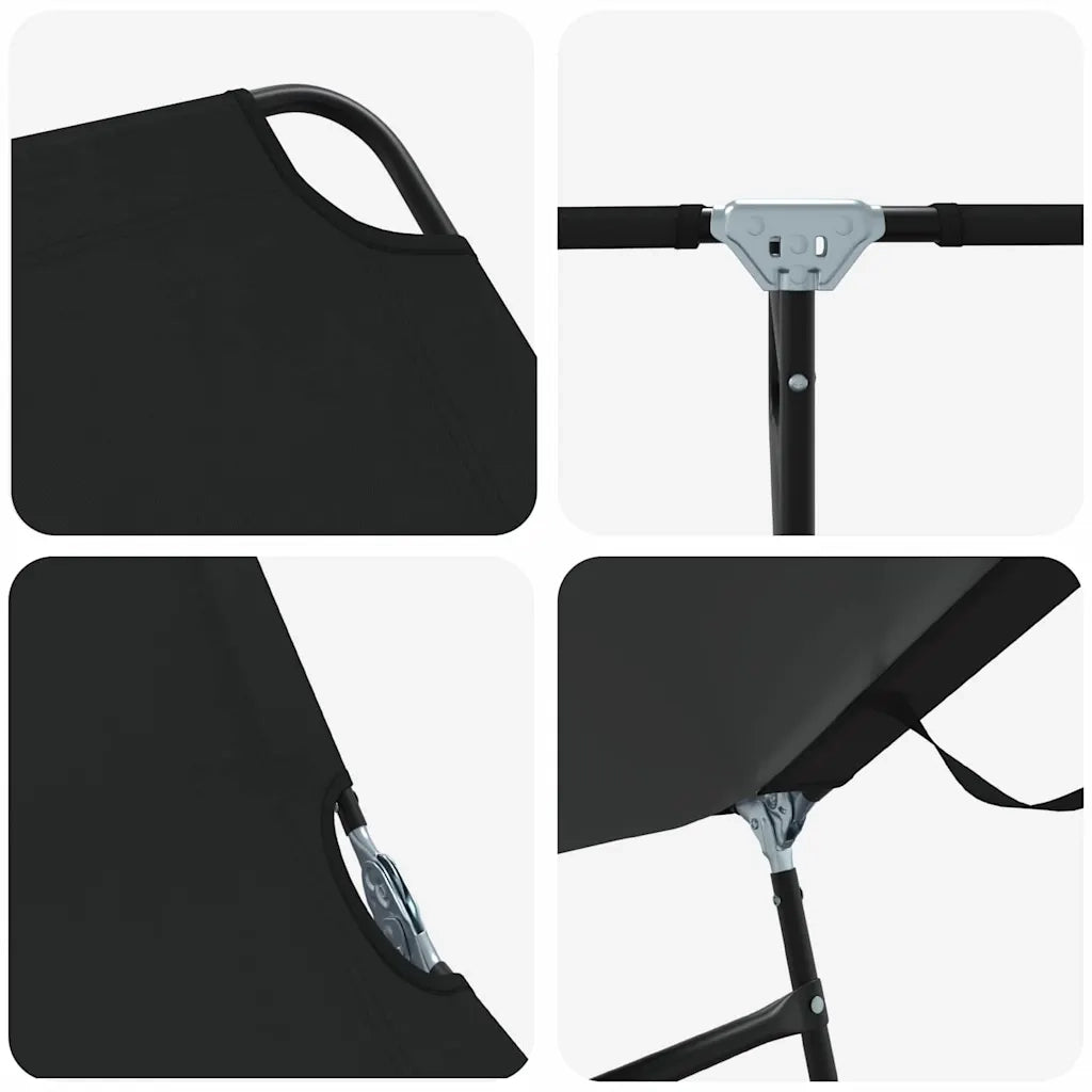 Lettino Prendisole | Sdraio da giardino | Lettino da sole pieghevole Nero 188 x 57 x 86,5 cm