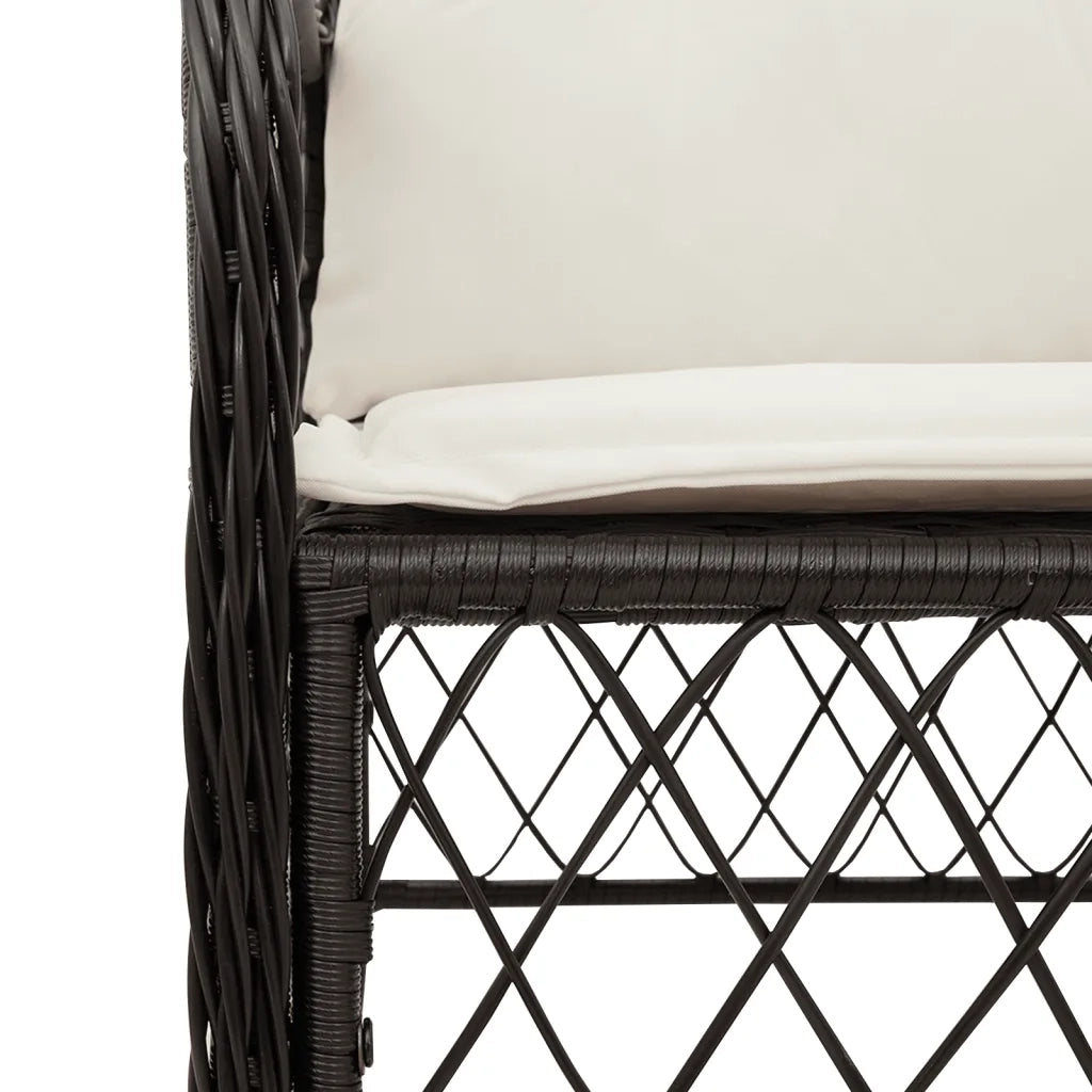 Set da Bistrò 3 pz con Cuscini Nero in Polyrattan 3212089