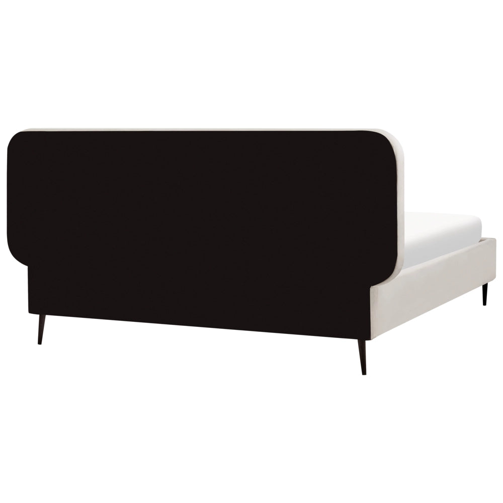 Letto matrimoniale UE Beige Rivestimento in velluto 160 x 200 cm Telaio Poggiatesta Gambe in metallo Design moderno Camera da letto