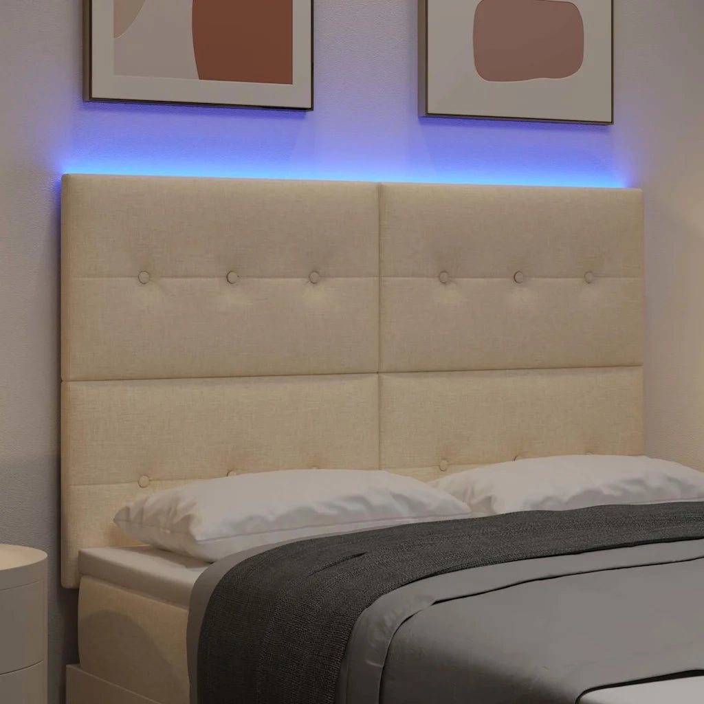 Testiera LED con strisce LED con testiera Crema 144 cm Tessuto 3338428