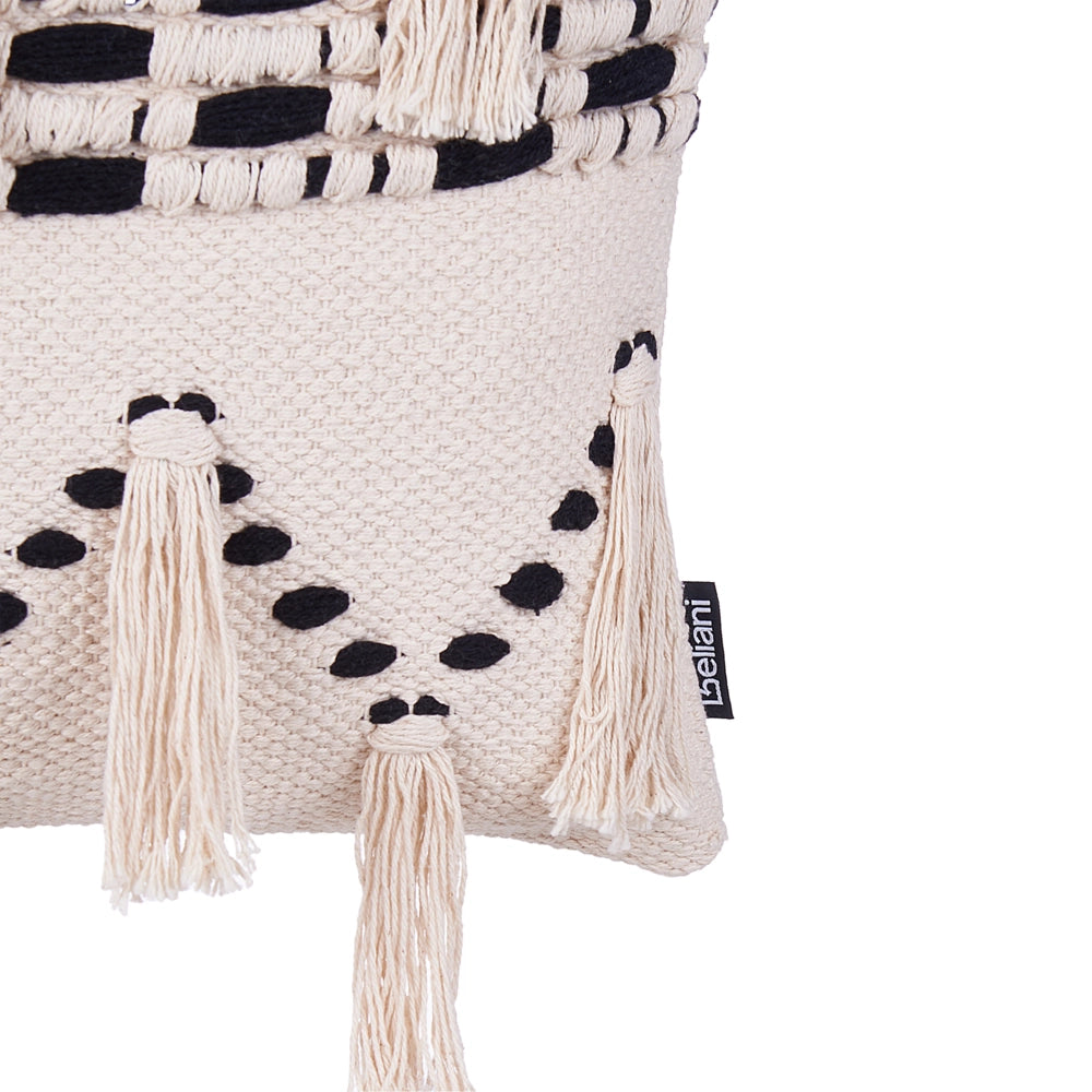 Set di 2 cuscini decorativi in cotone beige 45 x 45 cm con nappe Boho Decor