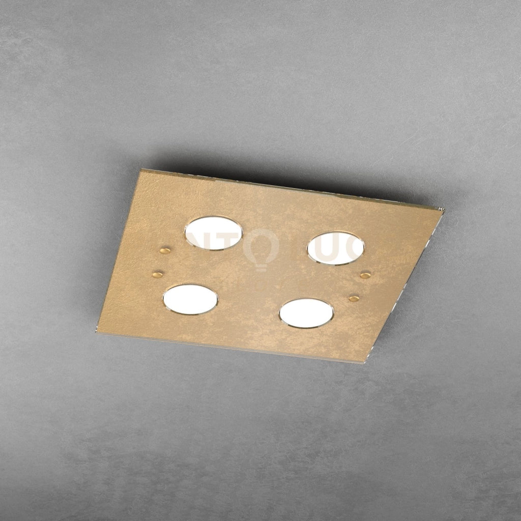 PATH PLAFONIERA 4 LUCI QUADRA FOGLIA ORO 1141-PL4-FO
