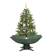 Albero di Natale con Neve e Base a Ombrellone Verde 140 cm 284333