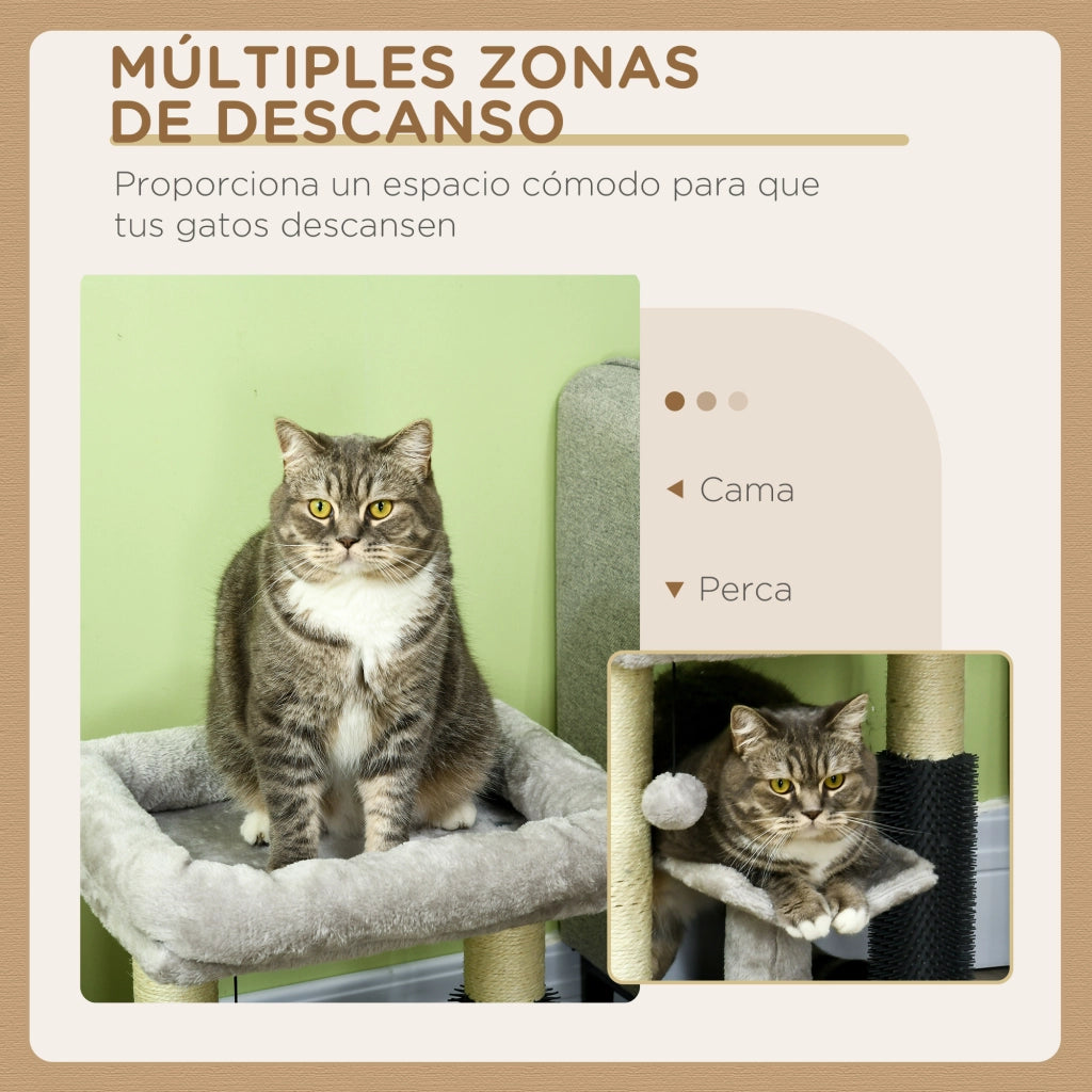 Albero per Gatti con Cuscino e Poste Graffiatoio ¨C zephmum ¨C Grigio 40x40x48 cm