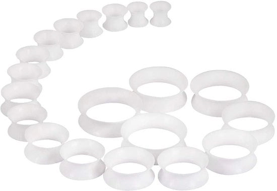Set di Tunnel in Silicone da 20 pezzi - Espansore Flessibile - Materiale Ipoadergetico - Tunnel morbidi/duri - Ideale per l'espansione dell'orecchio - Dimensioni varie 6-25 mm - Espansore per orecchio