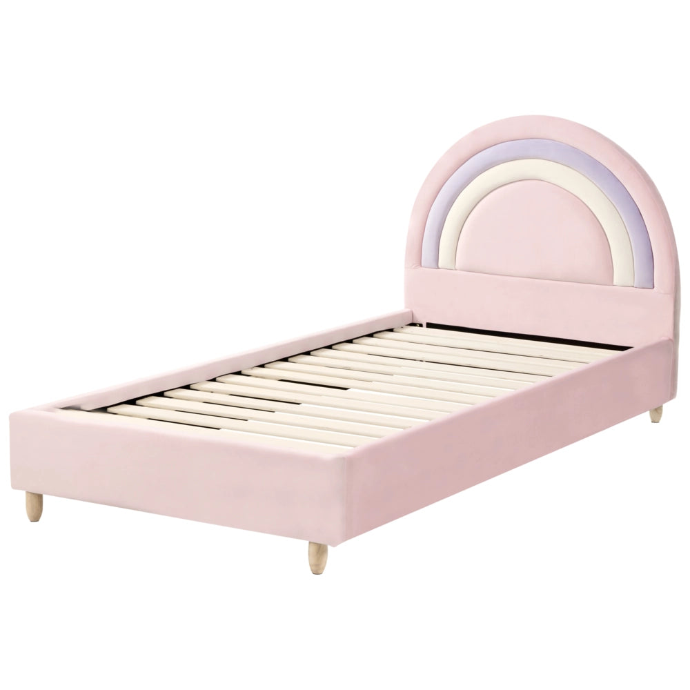 Letto moderno in velluto rosa per bambini con base a doghe Cameretta Moderna