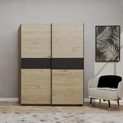 Armadio Camera da Letto Manita, Guardaroba 2 Ante 2 Ripiani, 150x204h cm Marrone Rovere