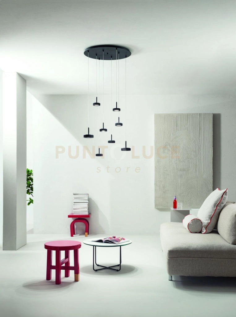 SOSPENSIONE NINA 8 LUCI NERO 3000K 3360LM 56W D.60CM VETRI ACQUISTABILI SEPARATAMENTE