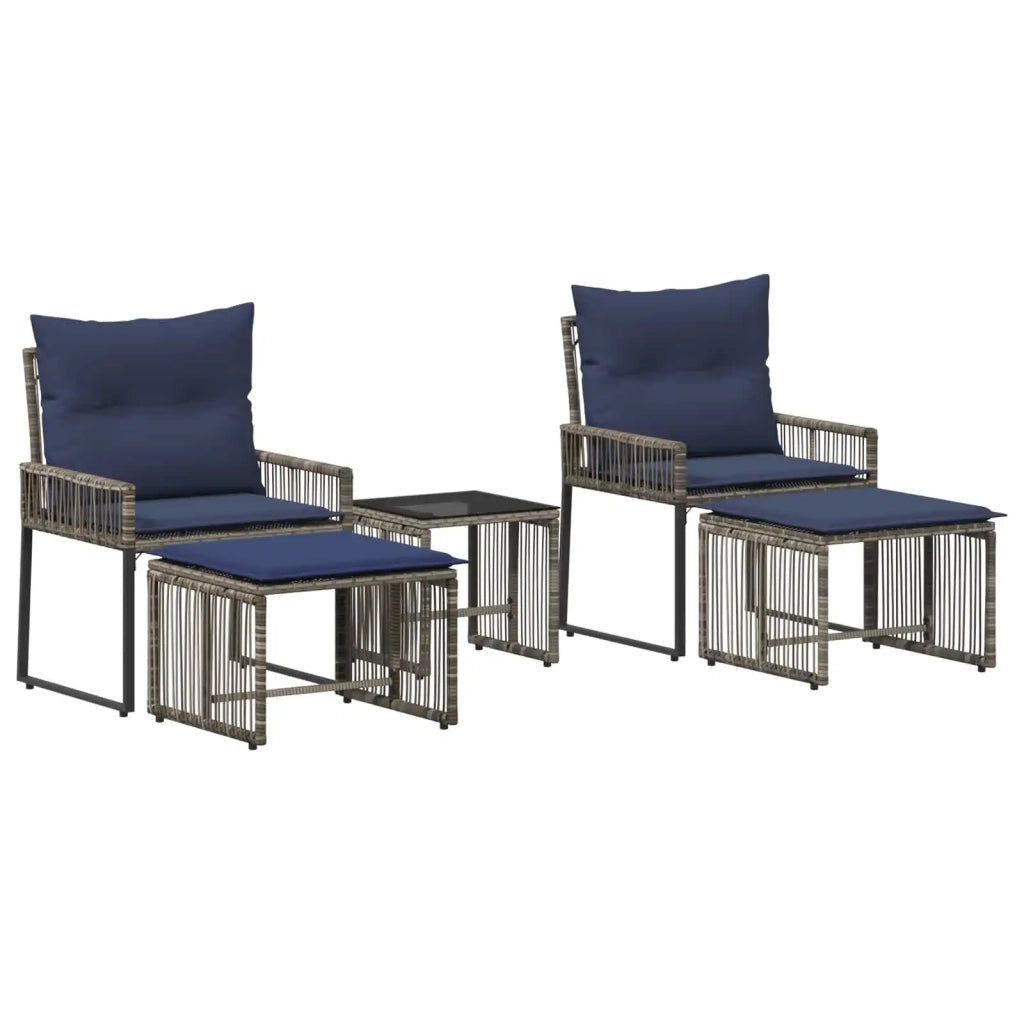Set di Mobili da Esterno 11 pcs Grigio e Blu Navy polyrattan 42025154