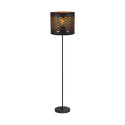 Lampada da terra MORGAN nero-oro, paralume ovale E27